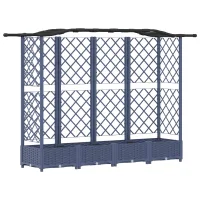 Cama Elevada Con Trellis Y Techo Gris 203,5 X 40 X 123 Cm Pp Vidaxl