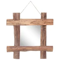 Espejo De Troncos De Madera Reciclada De Teca Natural 50x50 Cm Vidaxl