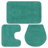 Conjunto De Alfombrillas De Baño De Tela 3 Piezas Turquesa Vidaxl