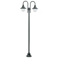 Farola De Jardín Con 2 Luces Aluminio Verde Oscuro E27 220 Cm Vidaxl
