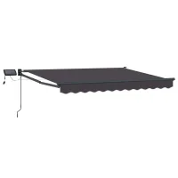 Toldo Manual Retráctil Con Leds Gris Antracita 3 X 2,5 M Vidaxl