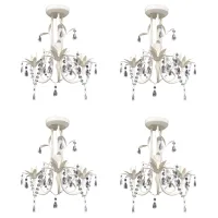 Lámparas De Araña De Cristal 4 Unidades Blanco Elegante Vidaxl