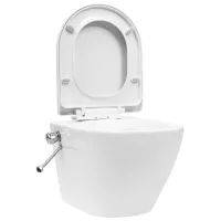 Vidaxl - Inodoro De Pared Sin Bordes Con Función De Bidé Cerámica Blanco