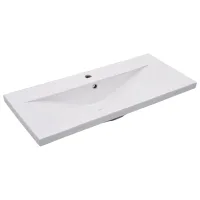 Lavabo Encastrado De Cerámica Blanco 91x39,5x18,5 Cm Vidaxl