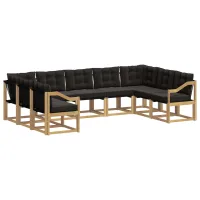 Conjunto De Sofás De Exterior 9 Uds. Blanco Y Negro Vidaxl