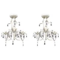 Lámparas De Araña De Cristal 2 Unidades Blanco Elegante Vidaxl