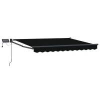 Toldo Manual Retráctil Con Leds Negro Y Antracita 3 X 2,5 M Vidaxl