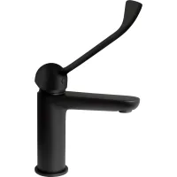 Mezclador De Lavabo Negro Mate Con Palanca Clínica Deante Alpinia Bgan20c  Negro Mate
