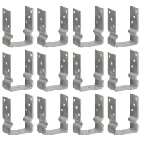 Anclajes Para Vallas, 12 Unidades, Color Plata, 10x6x15 Cm, Acero Galvanizado Vidaxl
