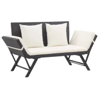 Vidaxl - Banco De Jardín Con Cojines Ratán Sintético Negro 176 Cm