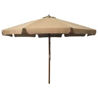 Sombrilla De Jardín Con Palo De Madera Gris Topo 330 Cm Vidaxl
