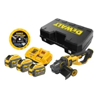 Dewalt - Amoladora Angular Inalámbrica De 54 V Y 230 Mm, Con Accesorios, 3 Baterías De Iones De Litio De 9,0 Ah Y Cargador Dcg460nka