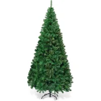 Costway Árbol De Navidad Artificial 2,4m Con Base Metálica Material Pvc Hogar Abeto Verde