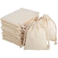 30 Sachets Lin 7x9cm, Avec Cordon, Petits Sacs Cadeaux, Pour Café, Mariage, Coton (7x9cm - 30 Pcs)