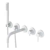 Omnires Y - Grifo De Bañera Empotrado, Instalación De 5 Orificios, Con Cuerpo, Con Accesorios, Blanco Mate Y1237-1wm