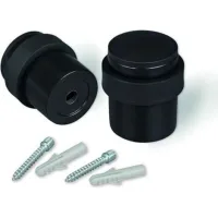 Tope De Puerta Para Suelo, Tope De Puerta De Metal Negro Mate Atornillable - Juego De 2 Topes De Puerta Con Tornillos - Tope De Puerta Para Puertas Pesadas - Tope Para Ventanas Exteriores