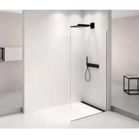 Polysan Architex - Mampara De Ducha Walk-in, 86x210 Cm, Negro Mate/cristal Transparente Axb90cl