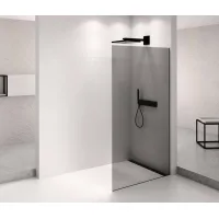 Polysan Architex - Mampara De Ducha Walk-in, 106x210 Cm, Cristal Negro Mate/cromo Axb110sc