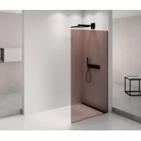 Polysan Architex - Mampara De Ducha Walk-in, 116x210 Cm, Cristal Negro Mate/marrón Axb120mr