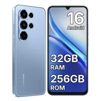 Smartphone Blackview Wave 10 Android 16, Smartphone de 32 GB de RAM + 256 GB de ROM 5000 mAh, Pantalla HD+ de 6.88  120 Hz, Cámara de 32MP+13MP, Tres Ranuras para Tarjeta/Huella Dactilar azul