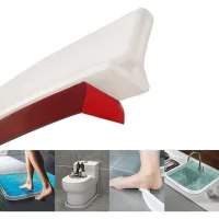Bande De Rétention D'Eau Pliable Pour Douche – Silicone Adhésif – Barrière D'Eau 50mm De Large – Facile À Installer – Séparation Sèche Et Humide
