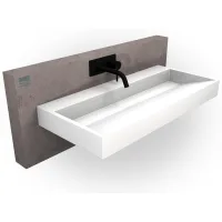 Bernstein - Lavabo Moderno Lavabo De Mármol Fundido Con Agujero Pretaladrado - 120x46x15cm - Bs6001 - Con Agujero Pretaladrado