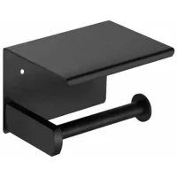 Portarrollos De Papel Higiénico, Portarrollos De Papel Higiénico De Pared, Con Soporte Para Teléfono Móvil (negro) - Crezuo