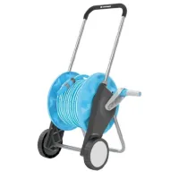 Carrete De Manguera Cellfast Con Soporte Sobre Ruedas Y Manguera Compacta De 3/4" Y 20 M
