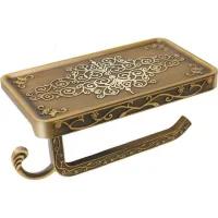 Toilet Paper Holder With Phone Shelf, Anti-rust Aluminum Toilet Paper Roll Holder, Antique