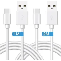 2 Cables Usb Tipo C A Usb-a (1 M Y 2 M): Carga Y Transferencia De Datos Universales Para Samsung Galaxy A25 5g, A24, A23 5g, A22 5g, A20, A15