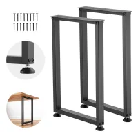 Mophorn Patas De Mesa Cuadradas De Acero Al Carbono, Capacidad De Carga 1000 Kg, 740 X 450 Mm, Color Negro, Juego De 2 Patas Con Kit De Herrajes Para Muebles, Banco De Trabajo, Mesa De Bar Y Oficina