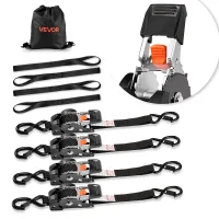 Vevor Correas De Trinquete Retráctiles, 25,4 Mm X 3 M, Con Ganchos En S, Resistencia A La Rotura De 544 Kg, 4 Bucles Suaves, Para Mudanzas, Remolques, Motocicletas, Kayaks, Techo De Coche, 4 Uds