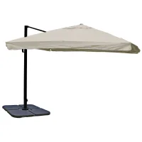 Ombrilla Excéntrica 3,5x3,5 M Diámetro 5 M Orientable Inclinable Giratoria 360 Con Pie Base Rellenable Aluminio Poliéster Crema Gris 04000793