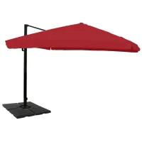 Ombrilla Excéntrica 3x4 M Diámetro 5 M Orientable Inclinable Con Pie Y Base Rellenable Aluminio Poliéster Burdeos 04000796