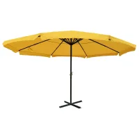 Ombrilla Recta De Gran Formato Diámetro 5 M Manivela Lona Resistente Sin Pie Aluminio Poliéster Amarillo 04000802