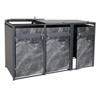 Obertizo Triple Para Cubos De Basura 3 Contenedores 80 A 240 L 200 X 80 Cm Metal Efecto Mármol Antracita 04000823