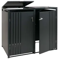 Ubos De Basura Para 2 Contenedores Con Tapa Cobertizo Para Contenedores De Basura De Metal Con Apertura Superior 122x132x84 Cm Antracita 04000935