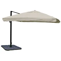 Ombrilla Excéntrica 3,5 X 3,5 M Envergadura 500 Cm Inclinable 5 Posiciones Con Manivela Aluminio Y Poliéster Color Gris Crema Con Pie 04001067