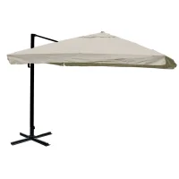 Ombrilla Excéntrica 3,5 X 3,5 M Diámetro 4,95 M Inclinable No Orientable Con Base En Cruz Aluminio Poliéster Crema Gris 04001067