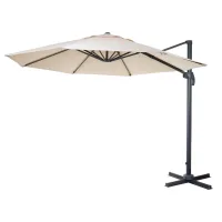 Ombrilla Excéntrica Redonda Ø 400 Cm Inclinable 5 Posiciones Con Manivela Aluminio Y Poliéster Color Crema 04001122