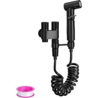 Douchette Wc Kit De Pulvérisateur De Toilette Pour Bidet Douchette À Main Bidet En Acier Inoxydable Avec Tuyau En Abs Pour L'Hygiène Personnelle Quotidienne Lavage Animal Domestique Noir