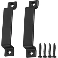 Manija Para Puerta De Granero De 2 Piezas, De Acero Negro Macizo. Incluye Tornillos (negro).