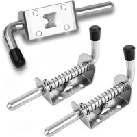 2 Piezas De Pestillo De Resorte De Acero Inoxidable De Alta Resistencia, Pernos De Resorte De Acero Inoxidable, Cerrojo De Barril Para Puerta De Garaje/jardín, Armario (10 X 128 Mm) (plateado)