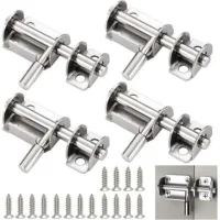 Pestillo De Puerta De 4 Piezas, Pestillo De Acero Inoxidable Para Puerta Corredera, Pestillo De Puerta, Cerradura De Puerta Con Tornillos, Cerradura De Pestillo Para Baño, Aseo, Jardín, Cobertizo De J