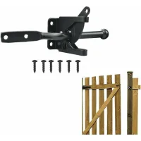 Pestillo Automático De Acero Inoxidable Con Palanca De Gravedad, Pestillo Negro Con Tornillos Para Puertas De Madera Y Vallas, Pestillo Para Vallas.