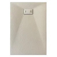 Plato De Ducha Fabricado En Smc De Fibra De Vidrio Con Efecto Piedra H 2,6 Cm Con Desagüe Incluido 70-140 Beige (tórtola)