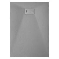 Plato De Ducha Fabricado En Smc De Fibra De Vidrio Con Efecto Piedra H 2,6 Cm Con Desagüe Incluido 70-100 Gris