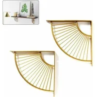 Soporte Triangular De Metal Color Dorado Para Estantes – Juego De 2 – Capacidad De Carga De 40 Kg – 15 Cm De Diámetro – Para Decoración Moderna