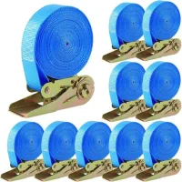 10 Unidades De Correas De Amarre Con Trinquete De 400 Kg, Correas De Sujeción Con Tensor, Correas De Poliéster, 6 M X 25 Mm, Para Motocicletas, Carga, Remolques, Camiones Y Equipaje (azul)