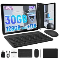 Tablet Con Teclado, Ratón Y Lápiz, Octa-core, 30gb Ram, 128gb, 2k, 11.5", 8400mah, Android 15, Negro